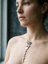 Raw Australian Opal & South Sea Pearl Necklace: Sterling Silver Brushed Bezel