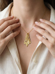 18k Gold Plated Cast Pendant, Textured Amethyst Talisman Necklace