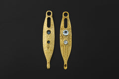 Blue Topaz Spoon Pendant 18k Gold Plated Brass Cast Ritual Spoon Necklace Throat Chakra December Gift