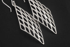 Honeycomb Silver Drop Earrings 992 Silver, Earrings Honeycomb Design, Lightweight Statement Jewelry, Modern Artisan Silver Gift for Her