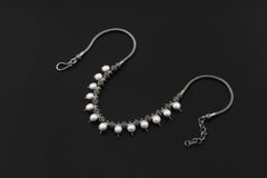 Pearl Beaded Necklace 925 Sterling Silver Balinese Beadwork Snake Chain Heart Crown Chakra Jewelry Gift
