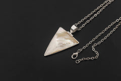 Triangular Mother of Pearl Pendant 925 Sterling Silver Shell Necklace Charm Ocean Jewelry Gift
