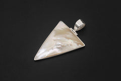 Triangular Mother of Pearl Pendant 925 Sterling Silver Shell Necklace Charm Ocean Jewelry Gift