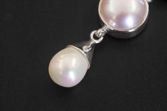 Pearl Pendant 925 Sterling Silver Three Stone Cascade Necklace Charm Crown Heart Chakra Cancer Pisces Gift