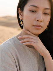 Gold Plated Lemurian Quartz Hoop Earrings: Australian Crystal