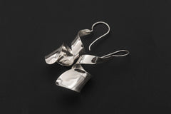925 Silver Curl Drop Earrings, High Shine Polish, Sculptural Wave Design, Minimalist Dangle Jewelry, Elegant Sterling Silver Earrings Gift