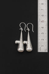 Pearl Cone Drop Earrings shown beside ruler for approximately 4 cm total drop length reference.