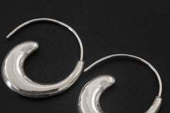 Wave Crescent Silver Earrings 925 Sterling Hoop Earrings High Shine Polish Minimalist Ocean Jewelry Boho Elegant Statement Gift