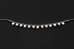 Pearl Beaded Necklace 925 Sterling Silver Balinese Beadwork Snake Chain Heart Crown Chakra Jewelry Gift