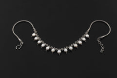 Pearl Beaded Necklace 925 Sterling Silver Balinese Beadwork Snake Chain Heart Crown Chakra Jewelry Gift