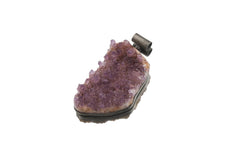 Raw Amethyst Cluster Pendant 925 Sterling Silver Oxidized Brushed Crystal Necklace Crown Chakra Pisces Talisman