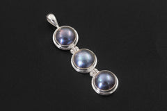 Triple Black Pearl Pendant Sterling Silver 925 Minimalist Drop Necklace Ocean Talisman Elegant Jewelry Gift