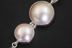 Pearl Pendant 925 Sterling Silver Three Stone Cascade Necklace Charm Crown Heart Chakra Cancer Pisces Gift