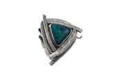 Triangle of Serenity - Silicated Chrysocolla - Stack Pendant - Textured & oxidised - 925 Sterling Silver - Crystal Pendant