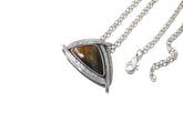Oxidized Sterling Silver Tiger Eye Pendant: Textured Triangle Amulet