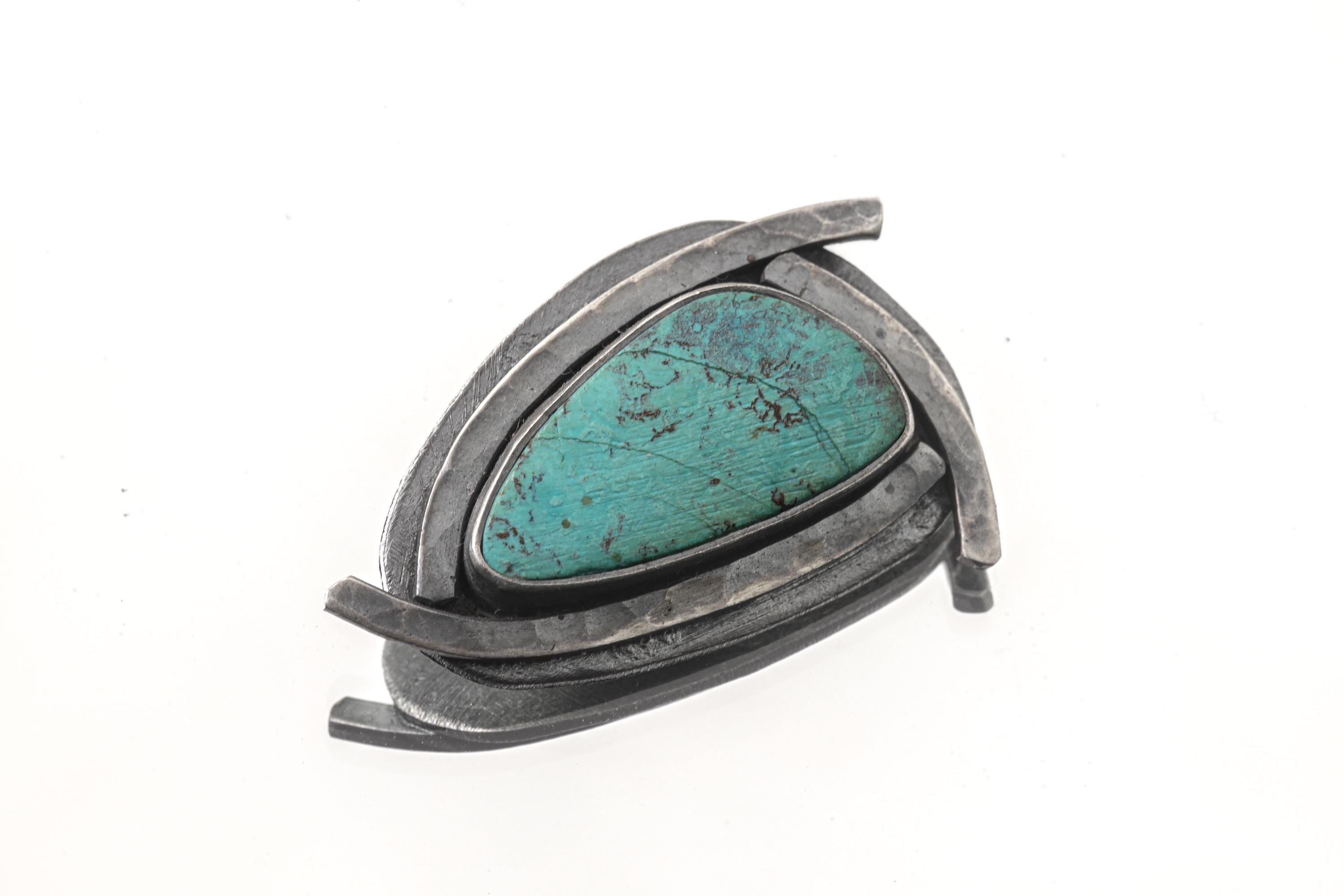 Chrysocolla Triangle Pendant: Oxidized Sterling Silver, Gemini Zodiac