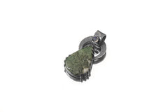 Moss Agate & Cat Eye Moonstone - Oxidised Hammered Sterling Silver - Claw Set Pendant