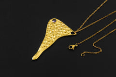 Golden Spoon Pendant Faceted Amethyst Abstract Cast Texture Wearable Ritual Tool Minimalist Talisman