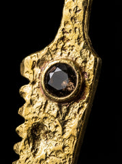 Smoky Quartz Spoon Pendant 18k Gold Plated Brass Cutter Talisman Root Chakra Grounding Jewelry Gift