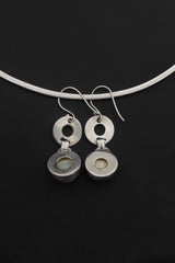 Pearl Drop Earrings 925 Sterling Silver Round Pearl Dangle Earrings High Shine Circle Link Bridal Lunar Jewelry Gift