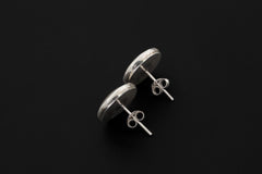 Round Mother of Pearl Earrings 925 Silver Shell Studs High Shine Bezel Set Ocean Lunar Jewelry Handmade Gift
