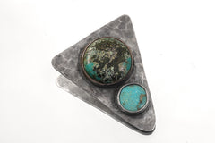 Hammered Turquoise Triangle Pendant: Oxidized Sterling Silver, Calming Chakra