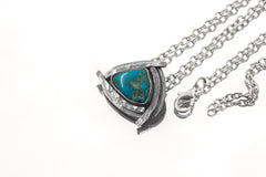 Sleeping Beauty Turquoise Triangle Pendant: Oxidized Sterling Silver, Handmade