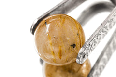 Golden Rutilated Quartz Spinning Pendant 925 Sterling Silver Sphere Necklace Solar Plexus Crown Chakra Gift