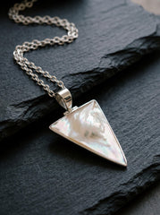 Triangular Mother of Pearl Pendant 925 Sterling Silver Shell Necklace Charm Ocean Jewelry Gift