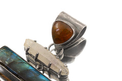 Amethyst Labradorite Opal Quartz Pendant 925 Sterling Silver Lemurian Crystal Crown Third Eye Chakra Gift