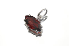 Garnet Marquise Pendant Necklace 925 Silver Claw Set Crystal Jewelry Shiny Sand Texture January Birthstone Root Chakra
