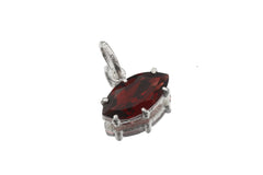 Garnet Marquise Pendant Necklace 925 Silver Claw Set Crystal Jewelry Shiny Sand Texture January Birthstone Root Chakra