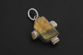 Raw Labradorite Moonstone Pendant: Hammered Sterling Silver Healing Necklace