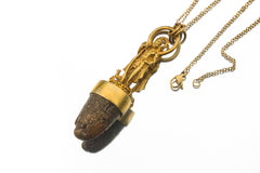 Gold Plated Shiva Talisman Pendant: Cow Horn Spiritual Jewelry