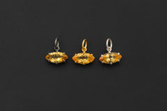 Citrine Marquise Pendant 925 Sterling Silver High Shine Claw Necklace Solar Plexus Chakra Leo Fire Gift