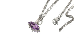 Amethyst Eye Pendant 925 Sterling Silver Claw Set High Shine Marquise Necklace Crown Third Eye Chakra Pisces Gift