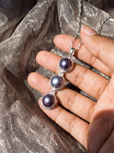 Triple Black Pearl Drop Pendant, 925 Sterling Silver, Elegant Minimalist Ocean Jewelry