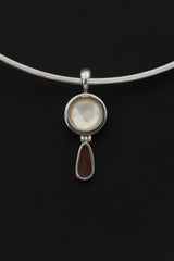 Blue Opal Pearl Pendant 925 Silver Ocean Talisman Teardrop Necklace High Shine Bezel Set Handmade Crystal Gift Jewelry