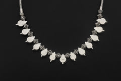 Pearl Beaded Necklace 925 Sterling Silver Balinese Beadwork Snake Chain Heart Crown Chakra Jewelry Gift