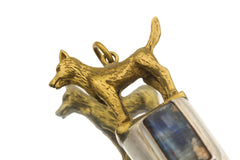 Clear Quartz Kyanite Dog Necklace 925 Silver Twin Crystal Spirit Guide Pendant Loyalty Clarity Jewelry