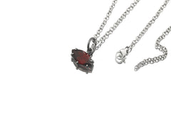 Garnet Marquise Pendant 925 Sterling Silver Sand Textured Oxidized Claw Necklace Root Chakra January Birthstone Gift