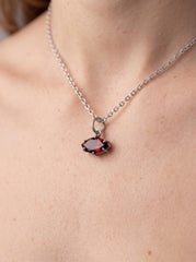 Garnet Marquise Pendant Necklace 925 Silver Claw Set Crystal Jewelry Shiny Sand Texture January Birthstone Root Chakra