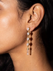 Blue Moonstone Quartz Drop Earrings, Gold Plated Sterling Silver