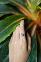 Pink Tourmaline Crystal Ring: Hammered Sterling Silver, Size 4 3/4