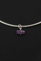 Amethyst Eye Pendant 925 Sterling Silver Claw Set High Shine Marquise Necklace Crown Third Eye Chakra Pisces Gift
