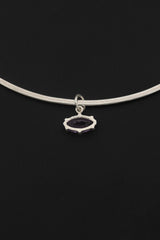 Amethyst Eye Pendant 925 Sterling Silver Claw Set High Shine Marquise Necklace Crown Third Eye Chakra Pisces Gift