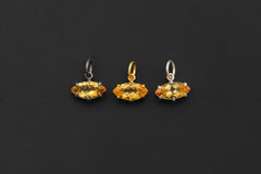Faceted Marquise Citrine Pendant, 925 Sterling Silver Sand Texture Claw Set Talisman, Solar Plexus Gemstone, Oxidized Gift