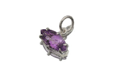 Amethyst Eye Pendant 925 Sterling Silver Claw Set High Shine Marquise Necklace Crown Third Eye Chakra Pisces Gift