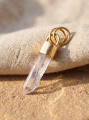 Gold Plated Quartz Point Pendant: Australian Fossicked Crystal Necklace
