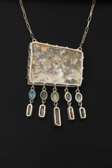 Inclusion Quartz Labradorite Tourmaline Opal Necklace 925 Silver Manifestation Heart Third Eye Chakra Gift